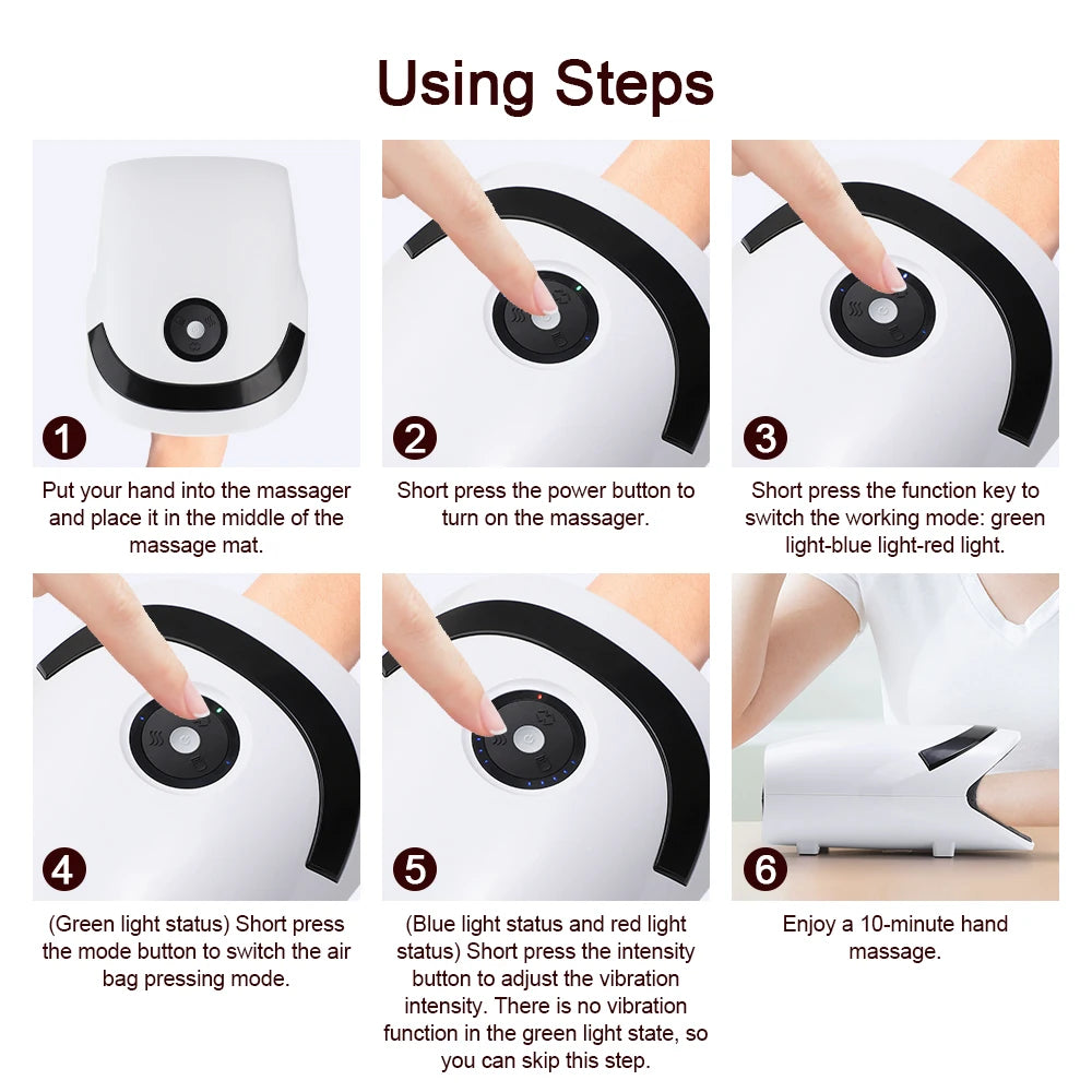 Relieve wrist pain, arthritis, and hand fatigue with our Cordless Hand Massager Machine