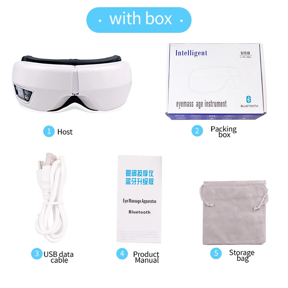 Rechargeable Heated Eye Massager with Vibration & Bluetooth Music – Eye Strain Relief, Dark Circles, Puffiness & Sleep Aid – Foldable Portable Eye Therapy Mask