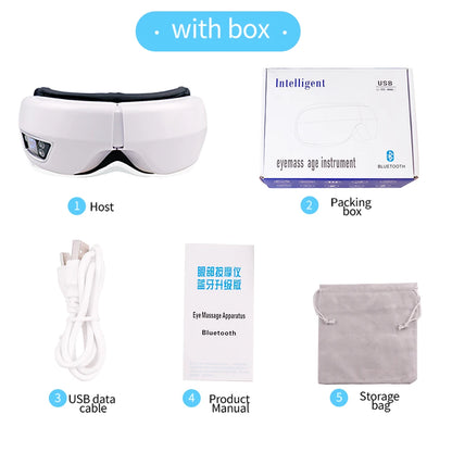 Rechargeable Heated Eye Massager with Vibration & Bluetooth Music – Eye Strain Relief, Dark Circles, Puffiness & Sleep Aid – Foldable Portable Eye Therapy Mask
