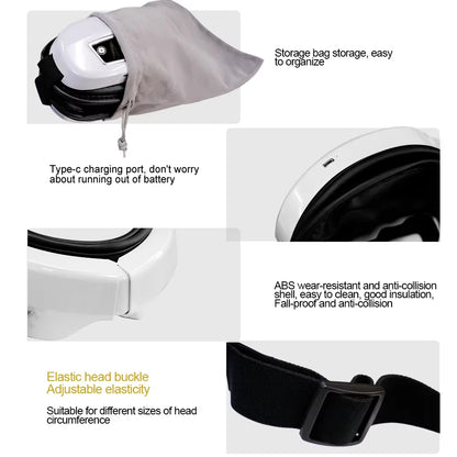 Rechargeable Heated Eye Massager with Vibration & Bluetooth Music – Eye Strain Relief, Dark Circles, Puffiness & Sleep Aid – Foldable Portable Eye Therapy Mask