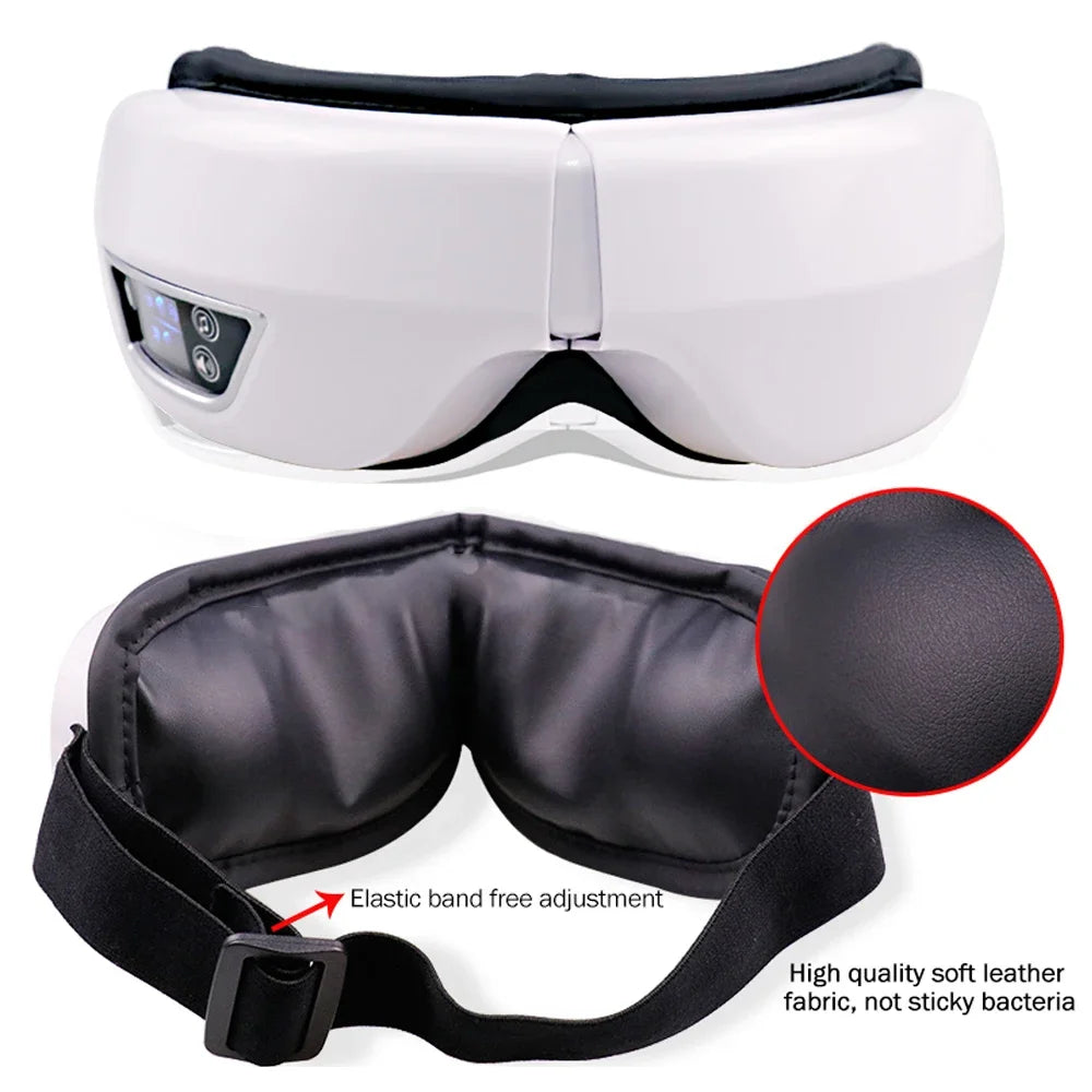 Rechargeable Heated Eye Massager with Vibration & Bluetooth Music – Eye Strain Relief, Dark Circles, Puffiness & Sleep Aid – Foldable Portable Eye Therapy Mask