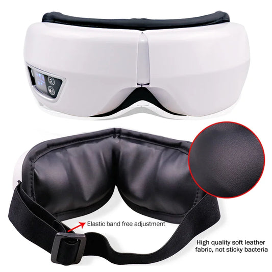Rechargeable Heated Eye Massager with Vibration & Bluetooth Music – Eye Strain Relief, Dark Circles, Puffiness & Sleep Aid – Foldable Portable Eye Therapy Mask