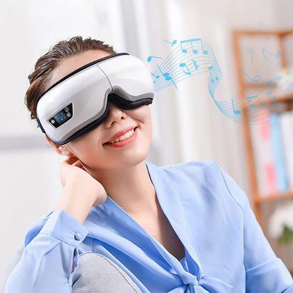 Rechargeable Heated Eye Massager with Vibration & Bluetooth Music – Eye Strain Relief, Dark Circles, Puffiness & Sleep Aid – Foldable Portable Eye Therapy Mask