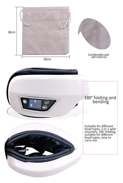 Rechargeable Heated Eye Massager with Vibration & Bluetooth Music – Eye Strain Relief, Dark Circles, Puffiness & Sleep Aid – Foldable Portable Eye Therapy Mask