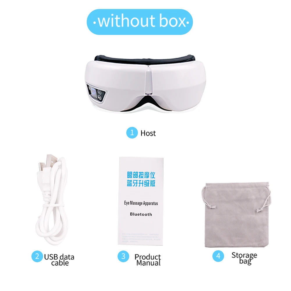 Rechargeable Heated Eye Massager with Vibration & Bluetooth Music – Eye Strain Relief, Dark Circles, Puffiness & Sleep Aid – Foldable Portable Eye Therapy Mask