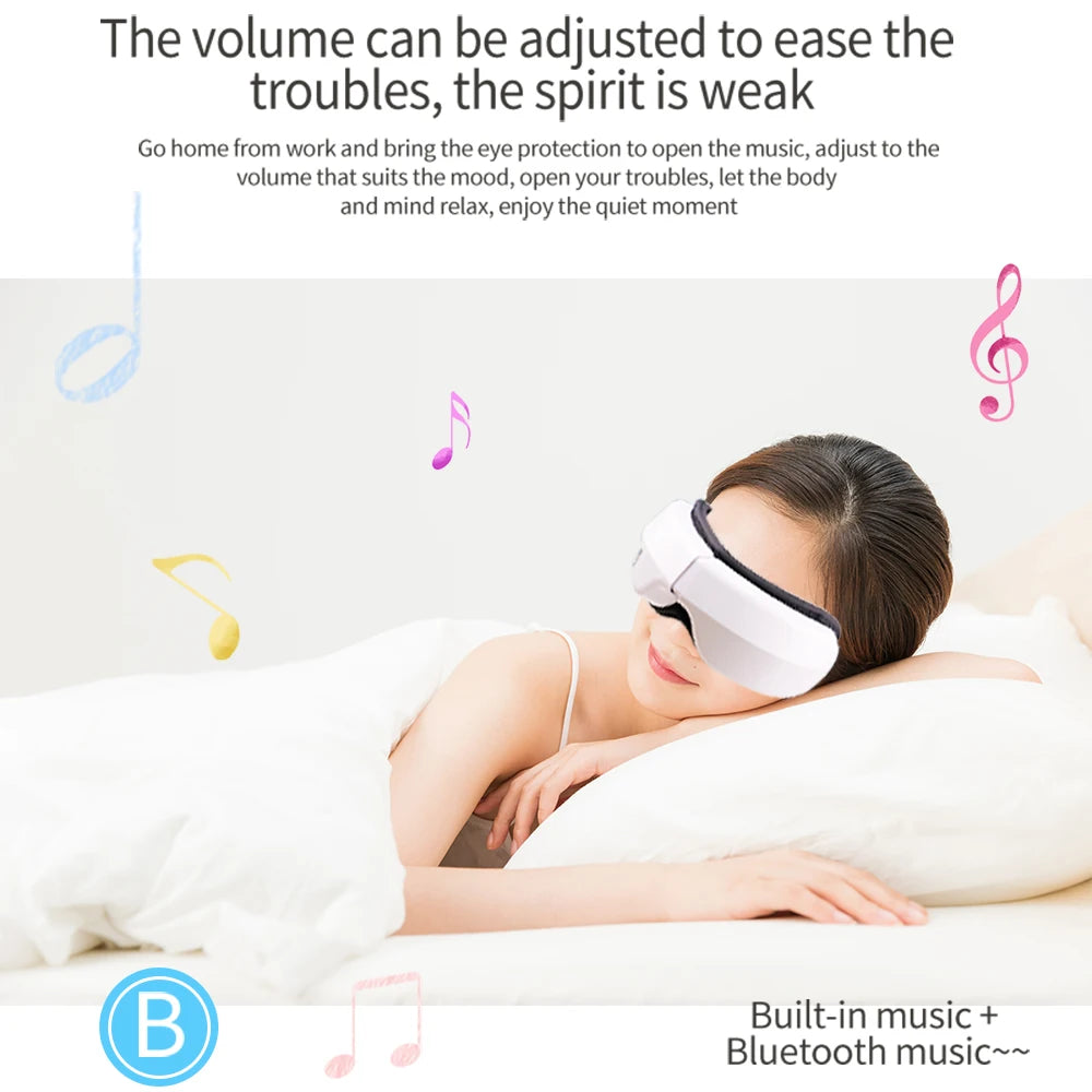 Rechargeable Heated Eye Massager with Vibration & Bluetooth Music – Eye Strain Relief, Dark Circles, Puffiness & Sleep Aid – Foldable Portable Eye Therapy Mask