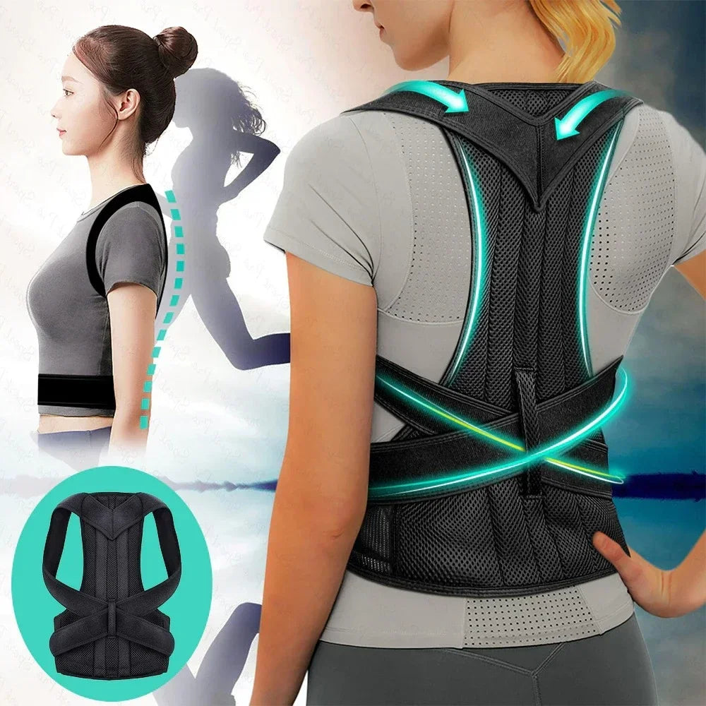 Premium Adjustable Back & Shoulder Posture Corrector – Pain Relief & Spine Alignment Support for Men & Women