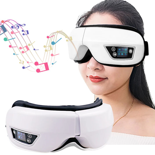 Rechargeable Heated Eye Massager with Vibration & Bluetooth Music – Eye Strain Relief, Dark Circles, Puffiness & Sleep Aid – Foldable Portable Eye Therapy Mask