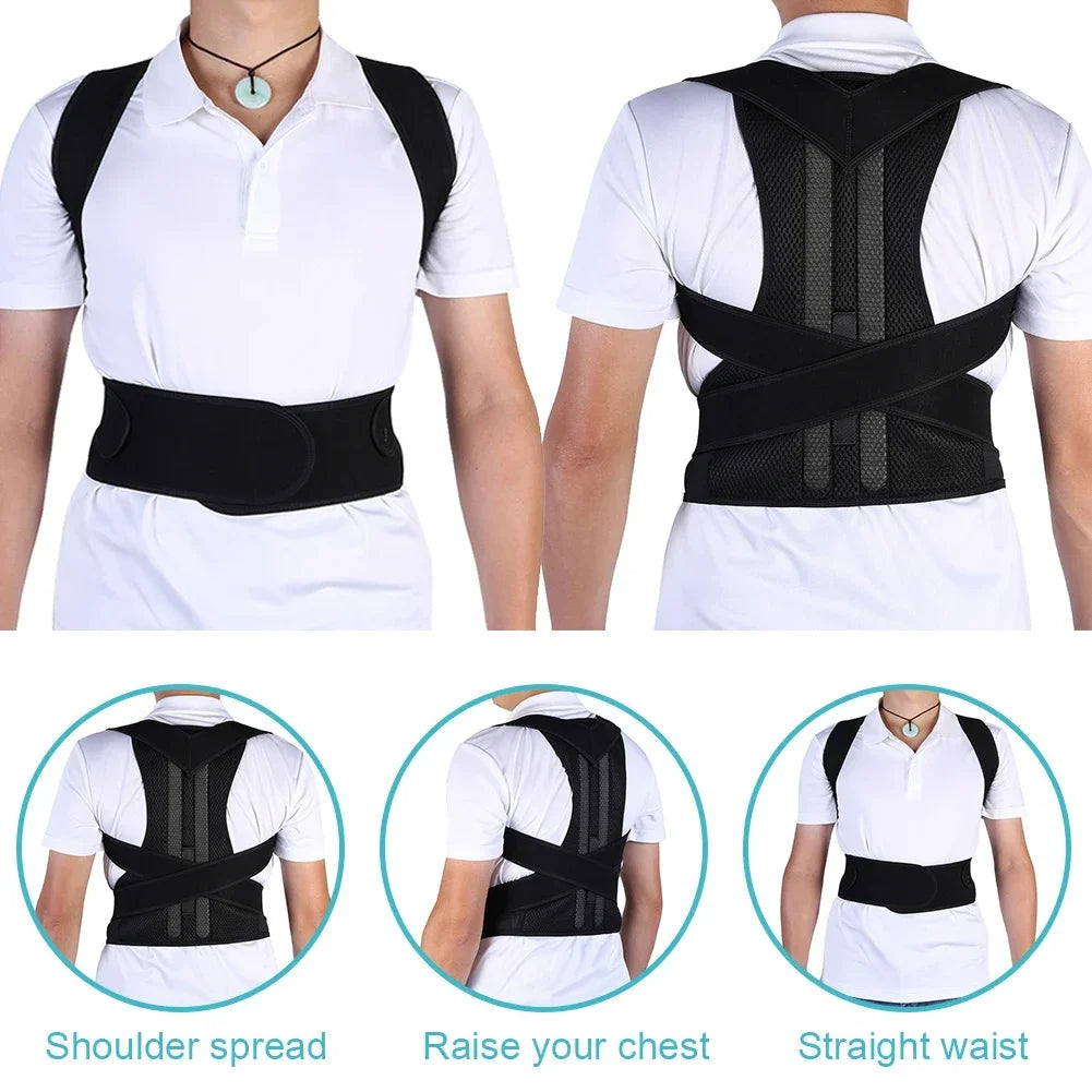 Premium Adjustable Back & Shoulder Posture Corrector – Pain Relief & Spine Alignment Support for Men & Women